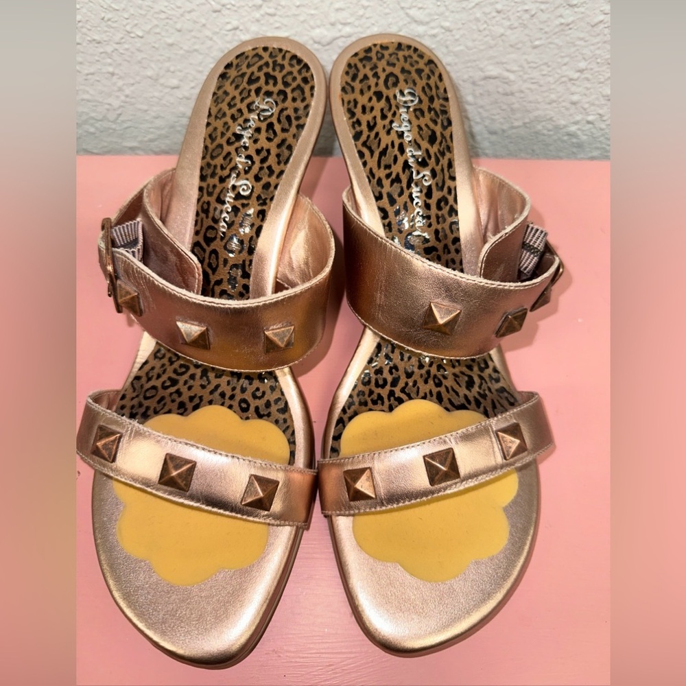 Diego Di Lucca Slip On Buckle On Top Open Toe Wedge Heels Size 9M Mix Colors